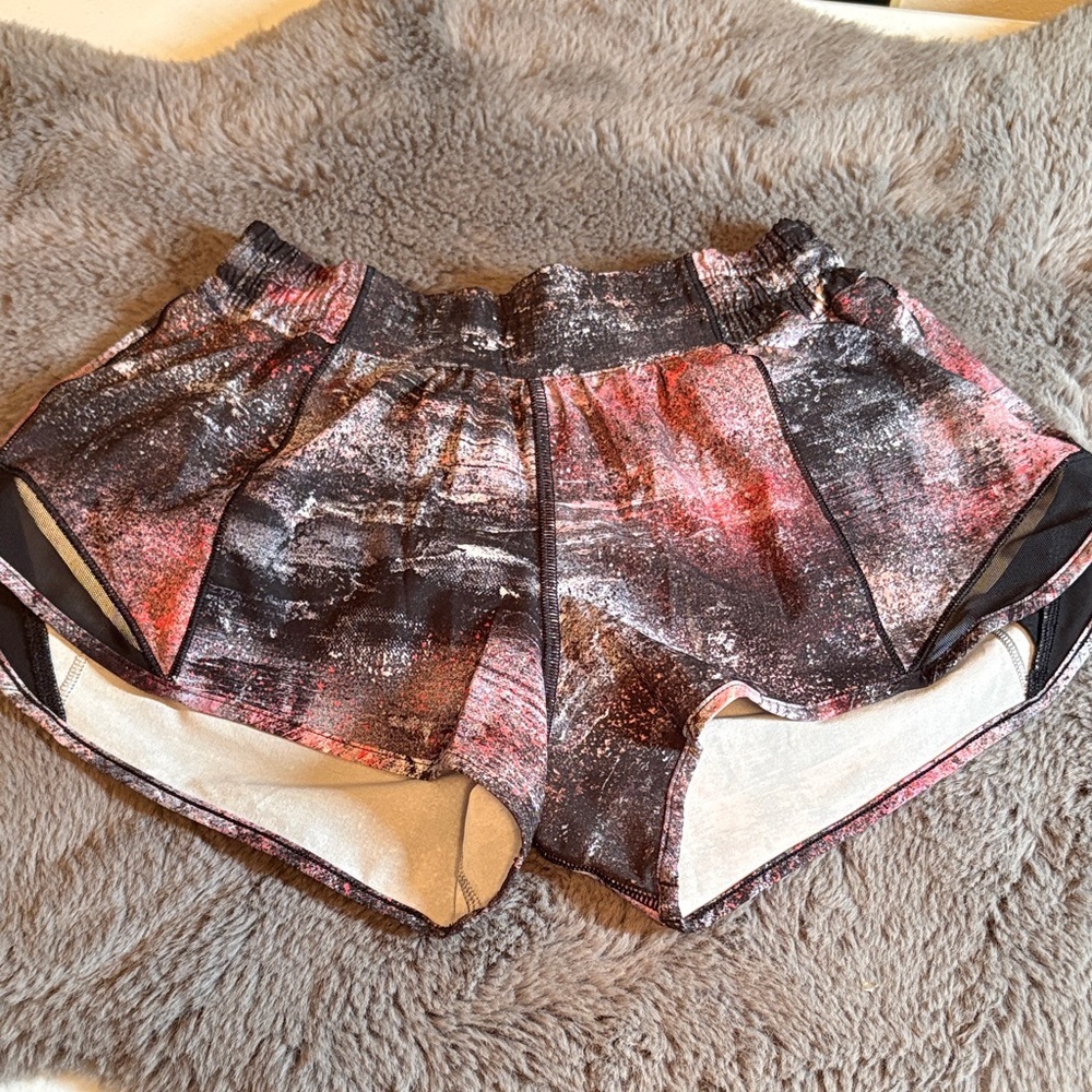 lululemon athletica Black and Pink Speckled Athletic Shorts